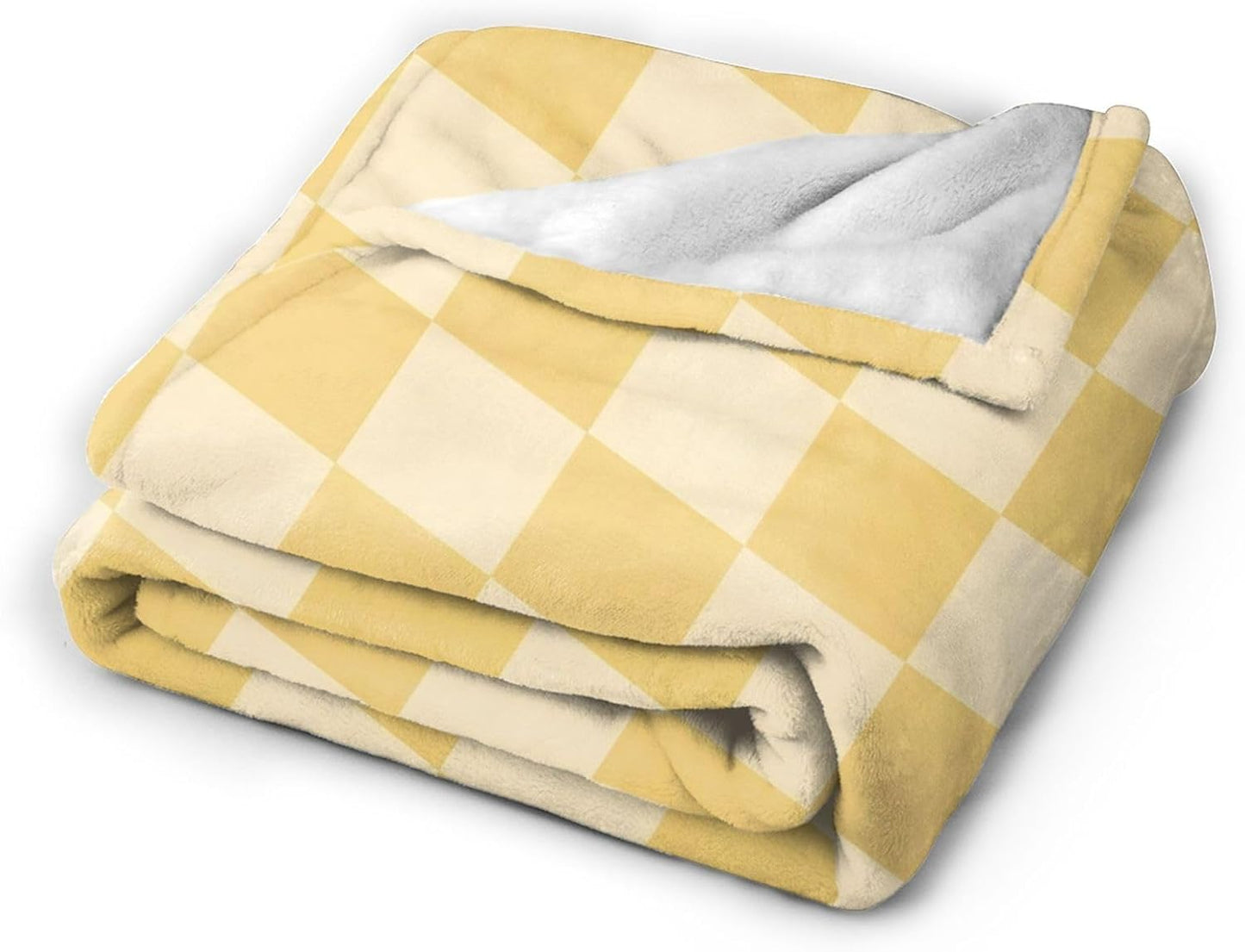 Yellow Checkered Throw Blankets All Season Ultra Soft Warm Checkerboard Grid Print Fleece Blanket for Home Bed Sofa Couch Chair Outdoor Travel Camping 50x40 Inch