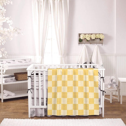 Yellow Checkered Throw Blankets All Season Ultra Soft Warm Checkerboard Grid Print Fleece Blanket for Home Bed Sofa Couch Chair Outdoor Travel Camping 50x40 Inch