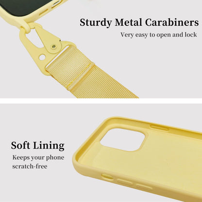 Compatible with iPhone 14 Pro Case with Lanyard Crossbody iPhone Case with Strap Adjustable Shockproof Drop Protection Silicone Phone Cover for iPhone 14 Pro 6.1’’ Lemon Yellow