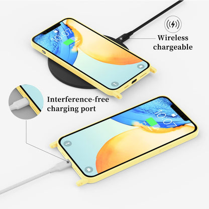 Compatible with iPhone 14 Pro Case with Lanyard Crossbody iPhone Case with Strap Adjustable Shockproof Drop Protection Silicone Phone Cover for iPhone 14 Pro 6.1’’ Lemon Yellow