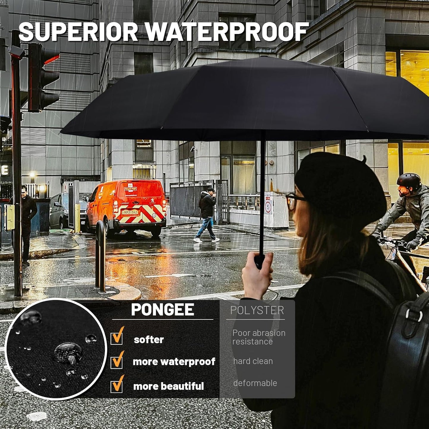 Travel Umbrella 2 Pack - Windproof Automatic Umbrellas for Rain Small Set for Family & Students, Lightest 8-Rib, Strong & Portable, College Travel Essentials Perfect for Home Office & Car, Factory Direct