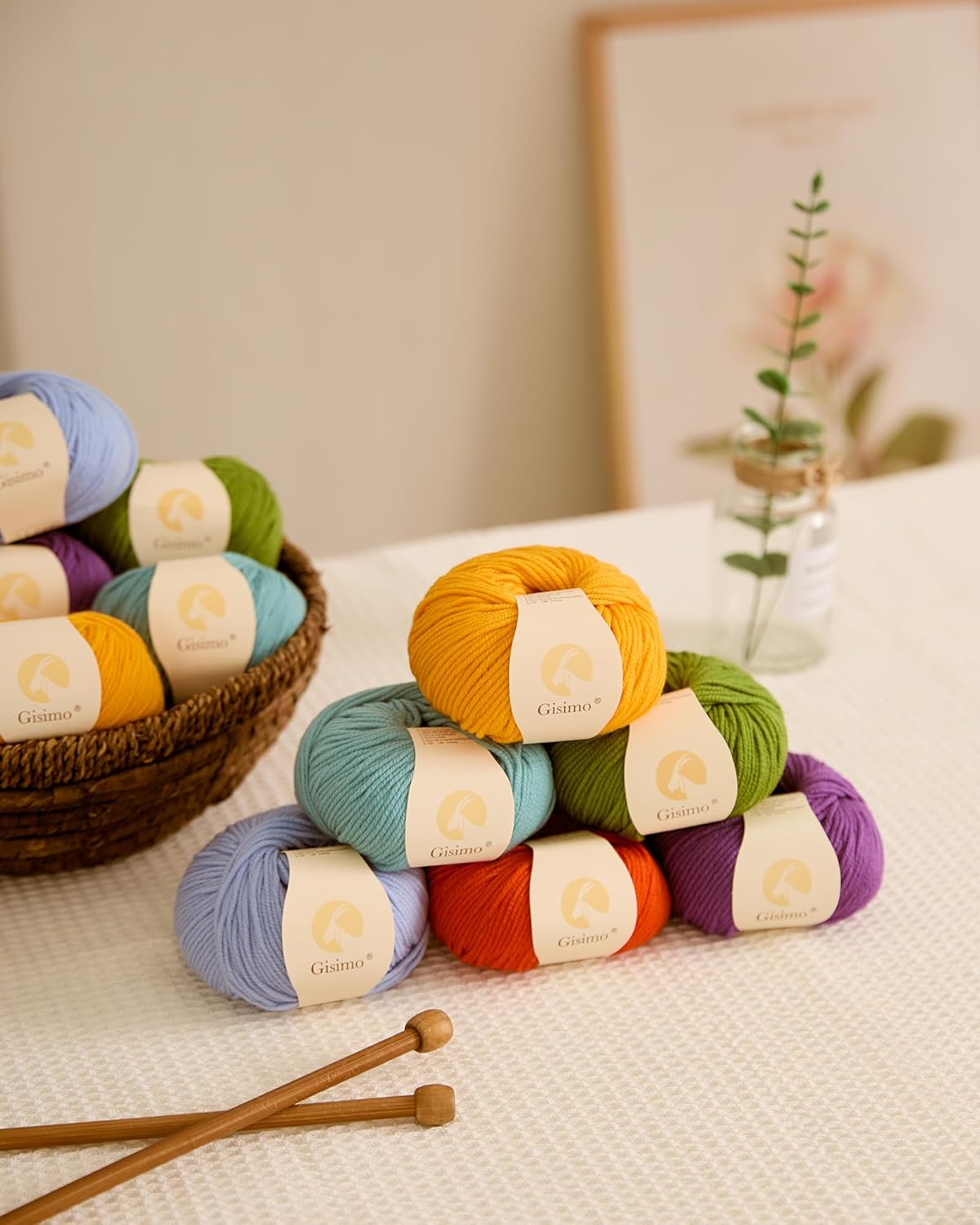 100% Merino Wool Yarn, 6-Ply Luxurious and Soft Yarn for Hand Knitting & Crocheting, 1.76 OZ/50g, 127 yds/116 Meters(Golden Yellow, 1 Ball)