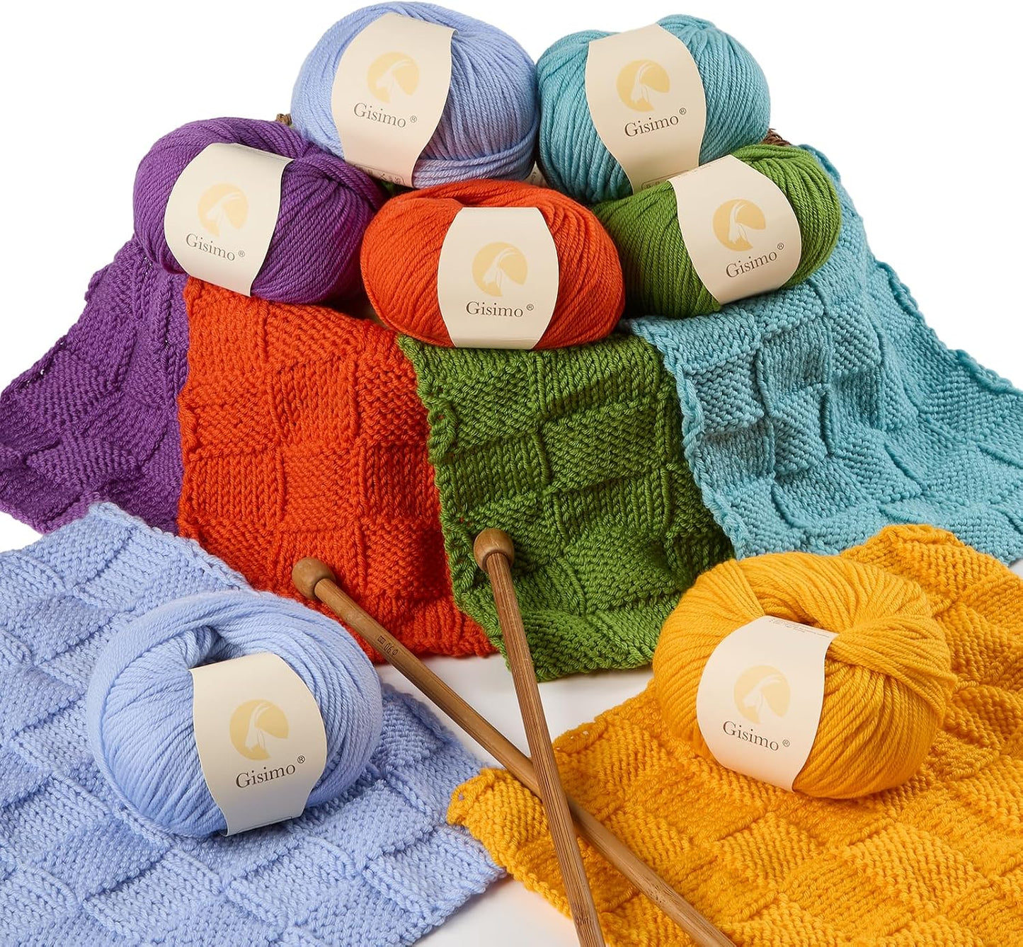 100% Merino Wool Yarn, 6-Ply Luxurious and Soft Yarn for Hand Knitting & Crocheting, 1.76 OZ/50g, 127 yds/116 Meters(Golden Yellow, 1 Ball)