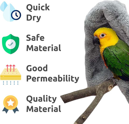 Bird Blanket for Cage, Corner Fleece Bed for Birds, Cozy Bird Warmer, Parrot House for Cage, Cuddle Nest Hanging Toy for Lovebirds Parakeet (Yellow, Medium)