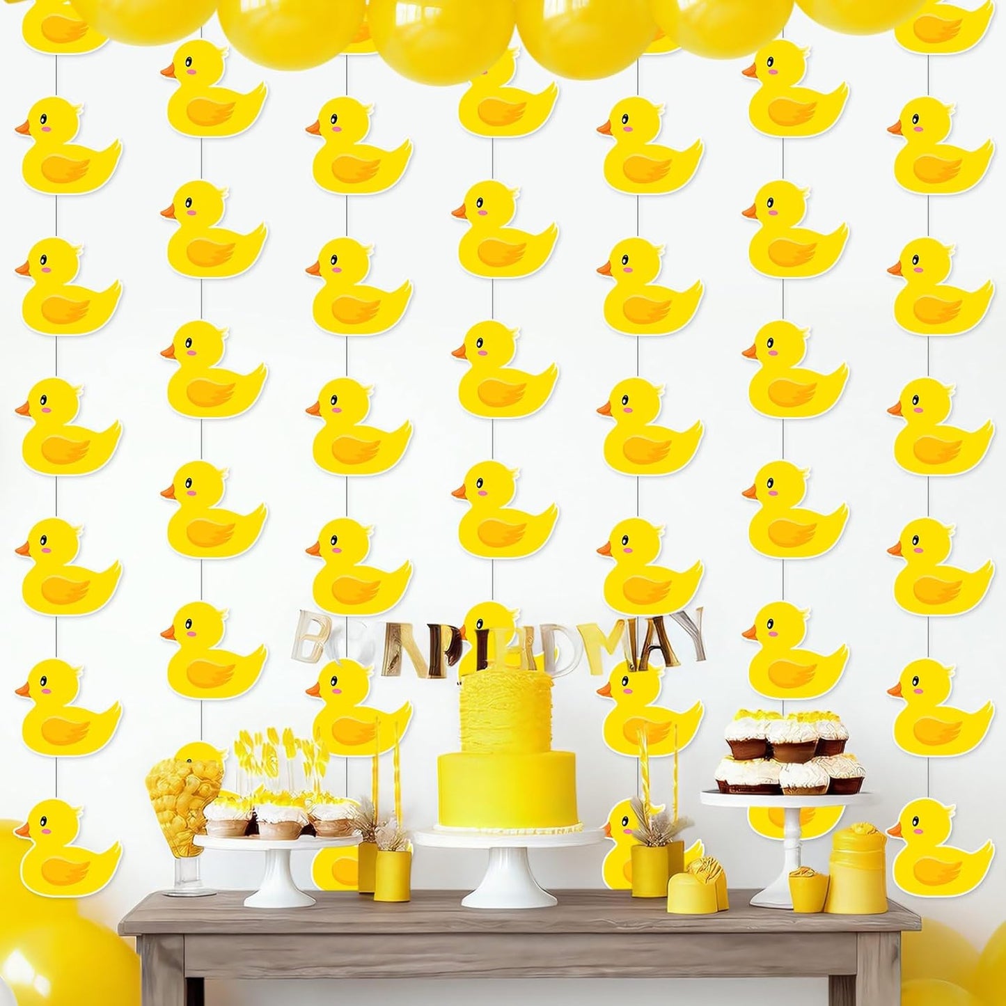 8 Pcs Duck Hanging Decoration Duck Garland Banner Cute Yellow Banner for Birthday Party Baby Showers Decoration Supplies Photo Booth Props