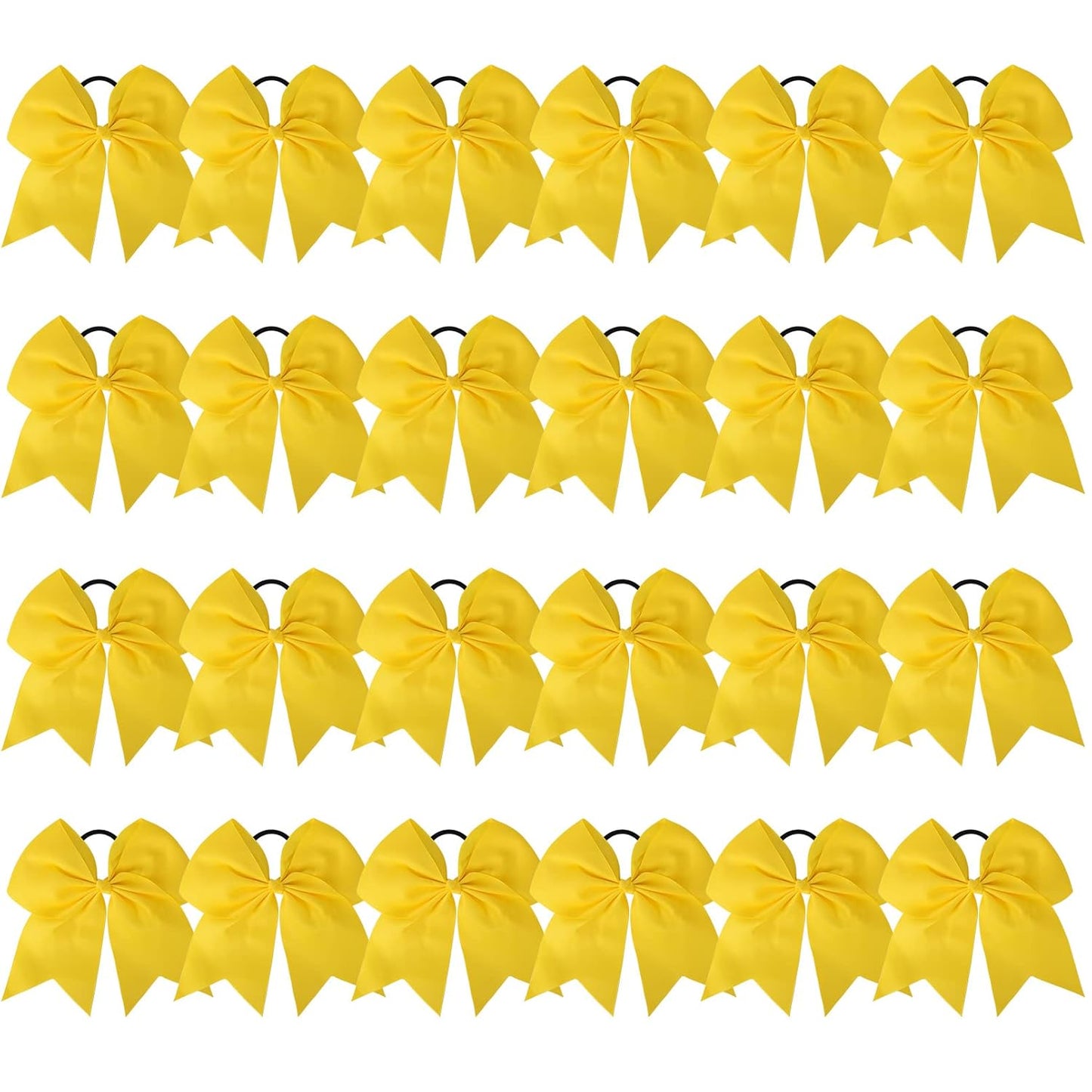 24 PCS 8" Large Cheer Bows Yellow Girl Hair Bows Cheerleading Softball Team Bow Hair Accessories for cheerleaders football Competition Sports