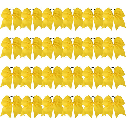 24 PCS 8" Large Cheer Bows Yellow Girl Hair Bows Cheerleading Softball Team Bow Hair Accessories for cheerleaders football Competition Sports