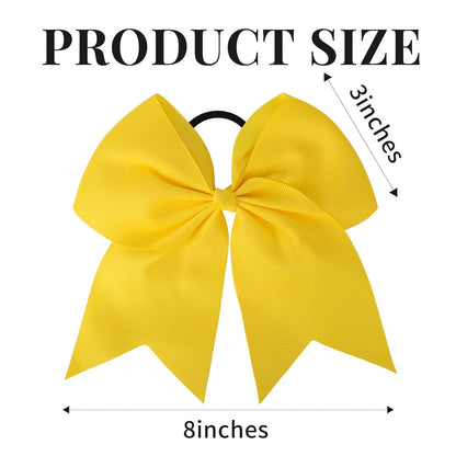 24 PCS 8" Large Cheer Bows Yellow Girl Hair Bows Cheerleading Softball Team Bow Hair Accessories for cheerleaders football Competition Sports