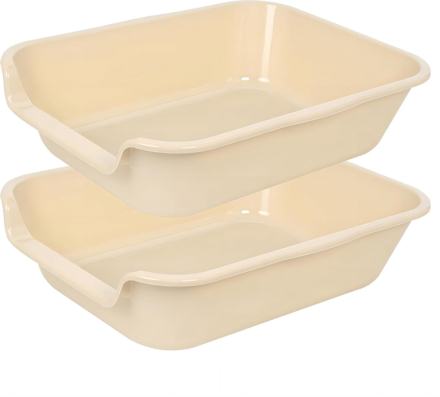 Extra Large Low Entry ABS Cat Litter Box, Yellow, 20" L x 15.5" W, 2 Pack | Durable low entry litter box, non-stick, odor-free, ideal for seniors, kittens, rabbits, large cats and multi-pet homes.