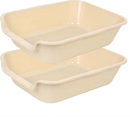 Extra Large Low Entry ABS Cat Litter Box, Yellow, 20" L x 15.5" W, 2 Pack | Durable low entry litter box, non-stick, odor-free, ideal for seniors, kittens, rabbits, large cats and multi-pet homes.