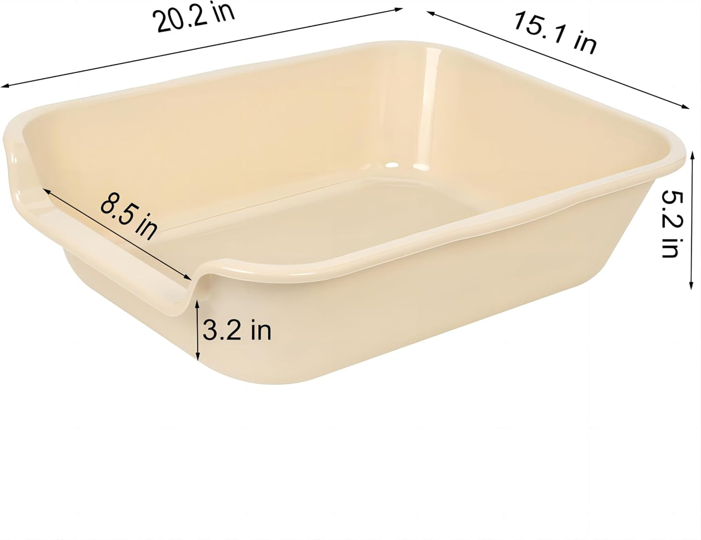 Extra Large Low Entry ABS Cat Litter Box, Yellow, 20" L x 15.5" W, 2 Pack | Durable low entry litter box, non-stick, odor-free, ideal for seniors, kittens, rabbits, large cats and multi-pet homes.