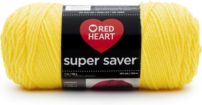 Super Saver Yarn, Bright Yellow | #4 Medium Worsted Weight Acrylic Soft Yarn for Blankets, Beanies, Amigurumi, and Beginner Projects, 364 yards, 198g/7oz