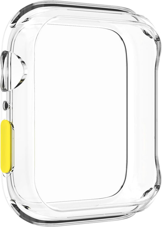 Case Compatible with Apple Watch 4/5/6/SE 44MM with Tempered Glass Screen Protector, Full Coverage Bumper Cover for iWatch Smartwatch Accessories Transparent + Yellow