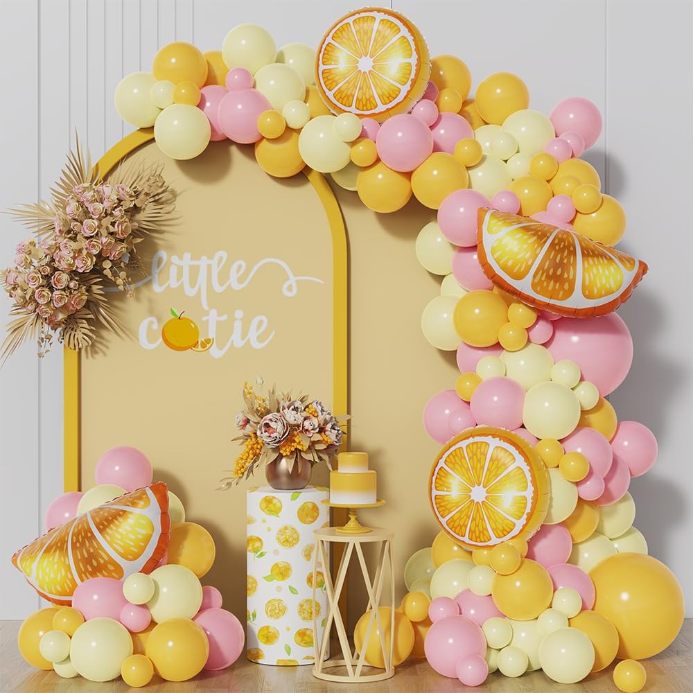 143Pcs Lemon Pink and Yellow Balloon Arch Kit,Lemonade Birthday Decor | for Main Squeeze, Lemon Baby Shower, Bridal Shower, Sunflower, Sunshine theme Party Decorations