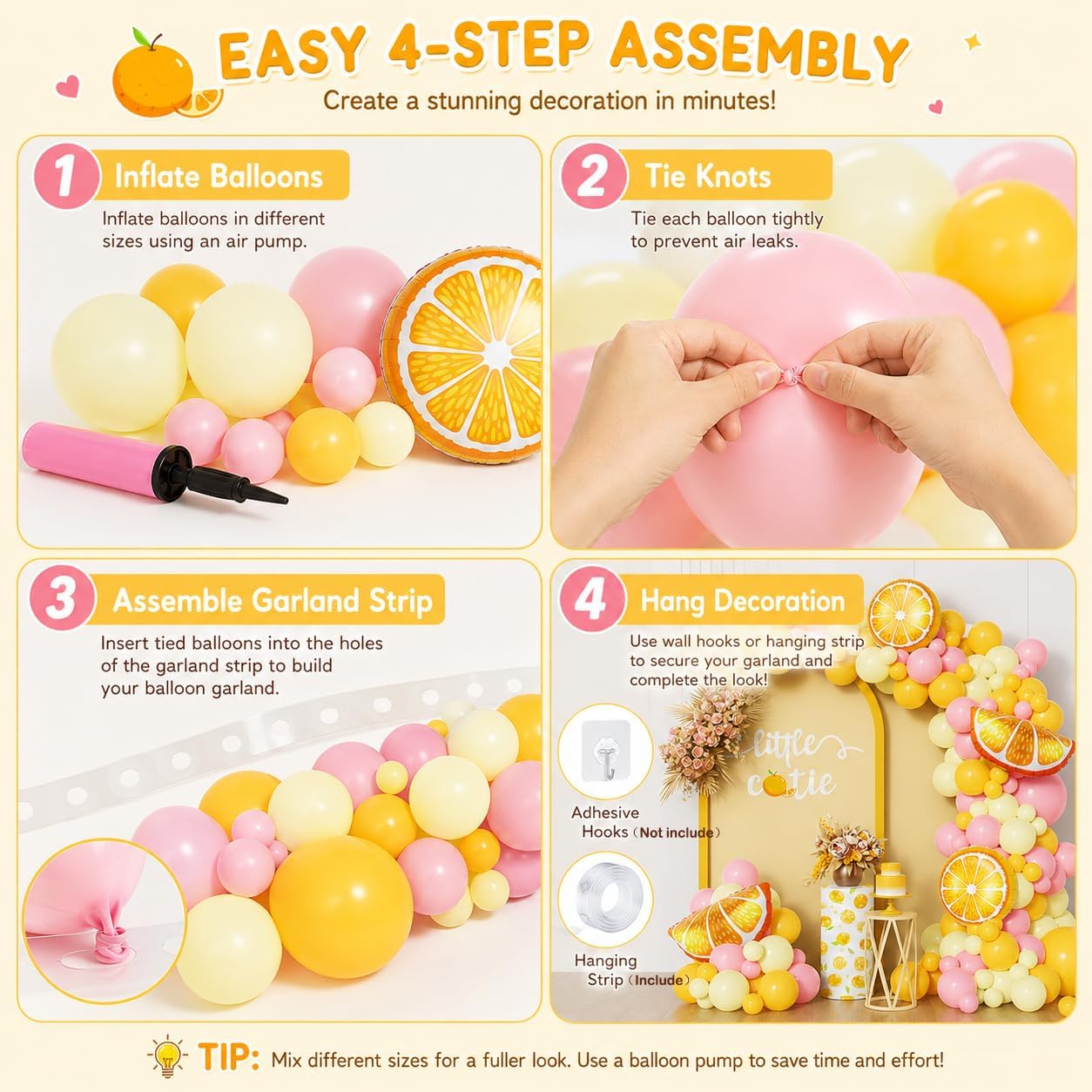 143Pcs Lemon Pink and Yellow Balloon Arch Kit,Lemonade Birthday Decor | for Main Squeeze, Lemon Baby Shower, Bridal Shower, Sunflower, Sunshine theme Party Decorations