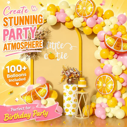 143Pcs Lemon Pink and Yellow Balloon Arch Kit,Lemonade Birthday Decor | for Main Squeeze, Lemon Baby Shower, Bridal Shower, Sunflower, Sunshine theme Party Decorations
