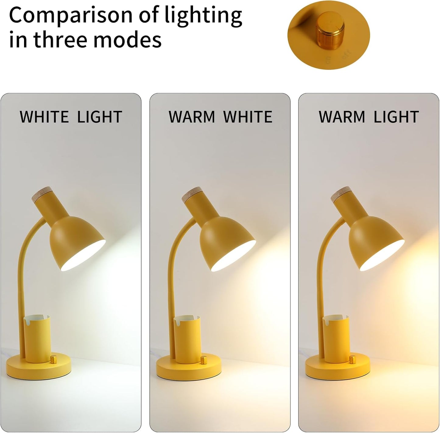 Metal Desk Lamp with Pen Holder, Flexible Arm Reading Lamp for Office Bedroom Study