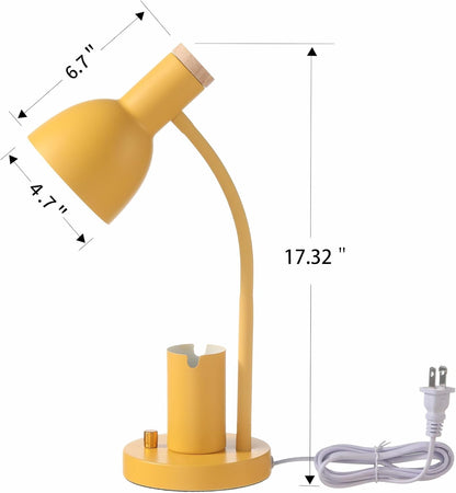 Metal Desk Lamp with Pen Holder, Flexible Arm Reading Lamp for Office Bedroom Study