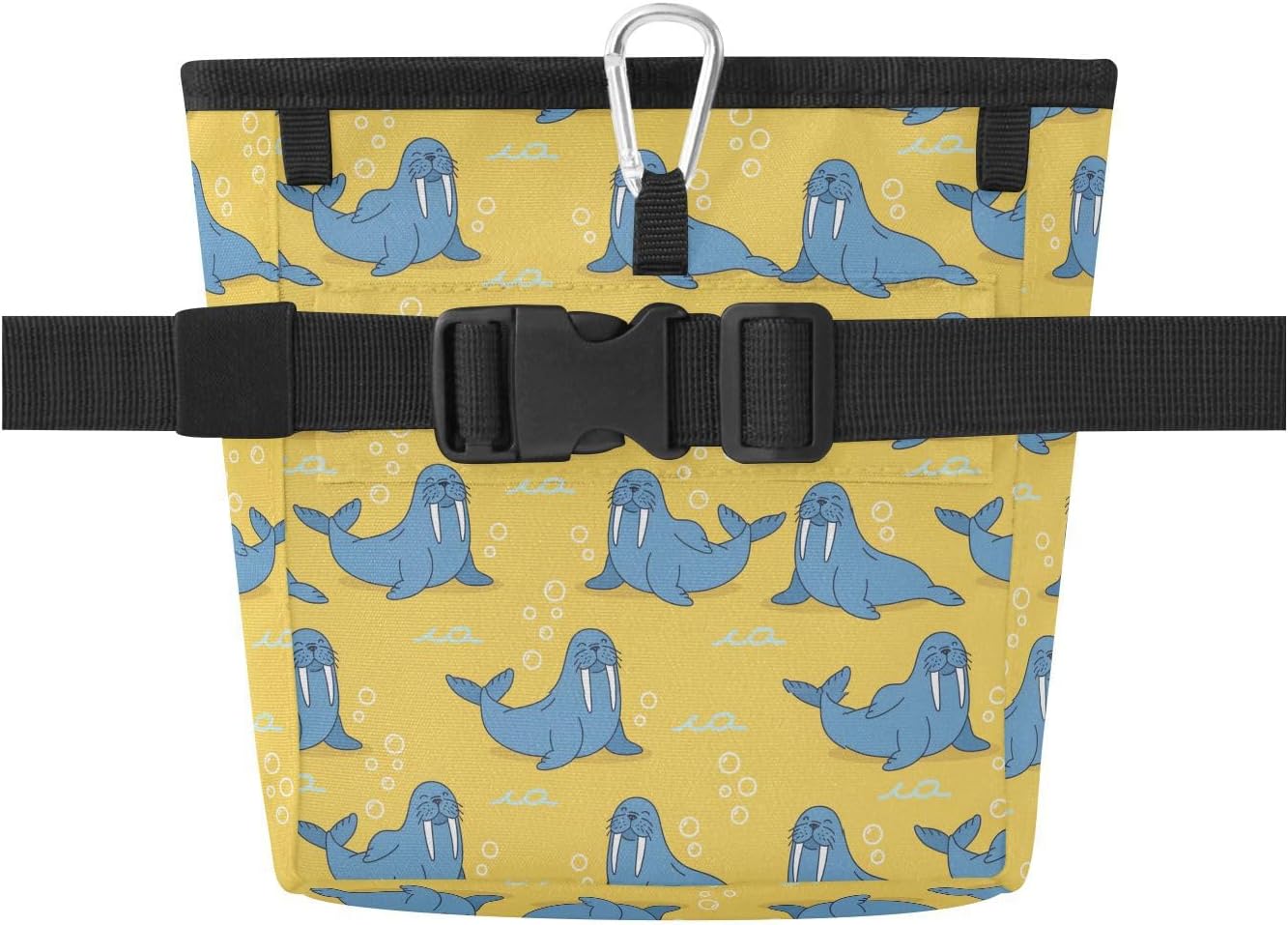 Underwater Walruses Yellow Dog Treat Pouch for Pet Training Dog Treat Bag | with Magnetic Closure, Water-Resistant, 1.7L Capacity, Hands-Free, Adjustable Shoulder Straps, for Night Walks