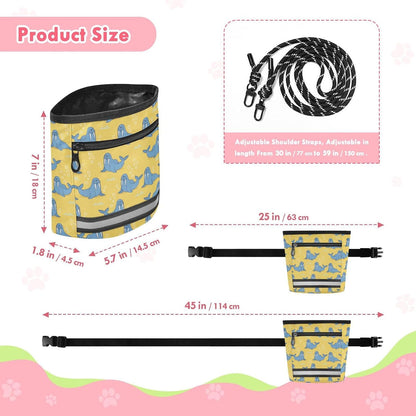 Underwater Walruses Yellow Dog Treat Pouch for Pet Training Dog Treat Bag | with Magnetic Closure, Water-Resistant, 1.7L Capacity, Hands-Free, Adjustable Shoulder Straps, for Night Walks