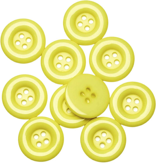 10pcs 1 Inch 25mm Round 4-Hole Resin Sewing Craft Buttons for DIY Tailoring, Clothing Coats, Scrapbooking, Bulk Environmental Fasteners Yellow