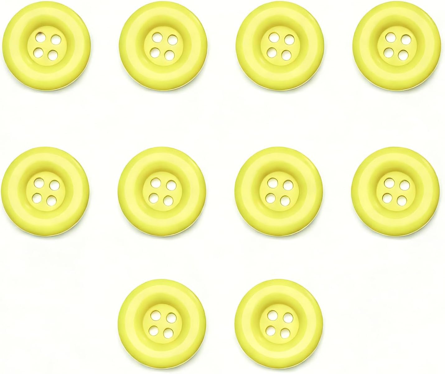 10pcs 1 Inch 25mm Round 4-Hole Resin Sewing Craft Buttons for DIY Tailoring, Clothing Coats, Scrapbooking, Bulk Environmental Fasteners Yellow