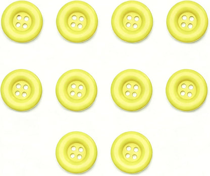 10pcs 1 Inch 25mm Round 4-Hole Resin Sewing Craft Buttons for DIY Tailoring, Clothing Coats, Scrapbooking, Bulk Environmental Fasteners Yellow