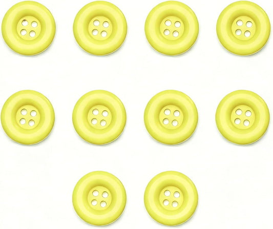 10pcs 1 Inch 25mm Round 4-Hole Resin Sewing Craft Buttons for DIY Tailoring, Clothing Coats, Scrapbooking, Bulk Environmental Fasteners Yellow