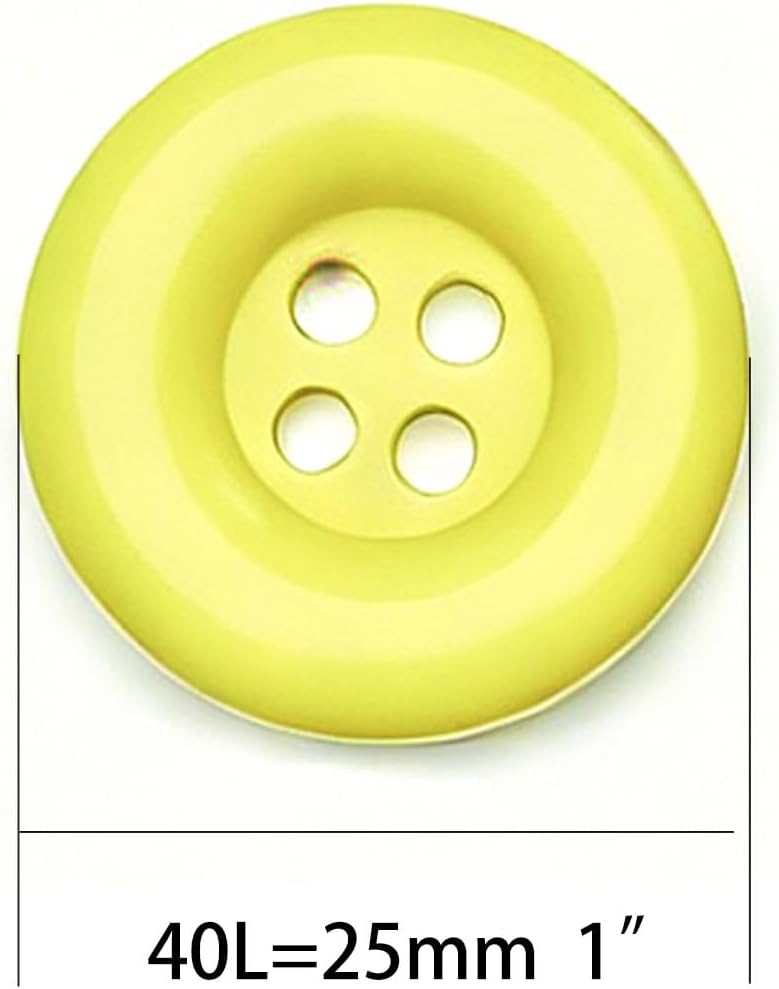 10pcs 1 Inch 25mm Round 4-Hole Resin Sewing Craft Buttons for DIY Tailoring, Clothing Coats, Scrapbooking, Bulk Environmental Fasteners Yellow