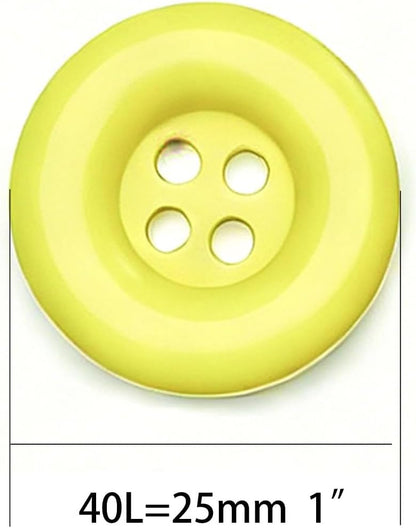 10pcs 1 Inch 25mm Round 4-Hole Resin Sewing Craft Buttons for DIY Tailoring, Clothing Coats, Scrapbooking, Bulk Environmental Fasteners Yellow