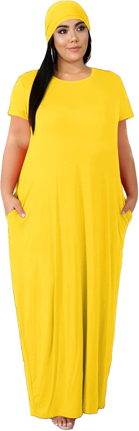 Women's Plus Size Casual Maxi Dress Summer Sleeveless Loose Beach Dress Sundress with Pockets