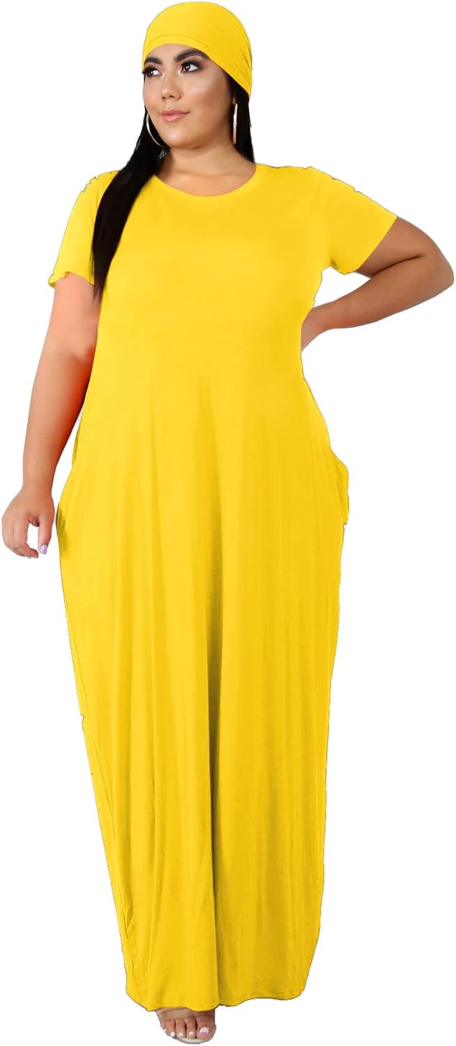 Women's Plus Size Casual Maxi Dress Summer Sleeveless Loose Beach Dress Sundress with Pockets