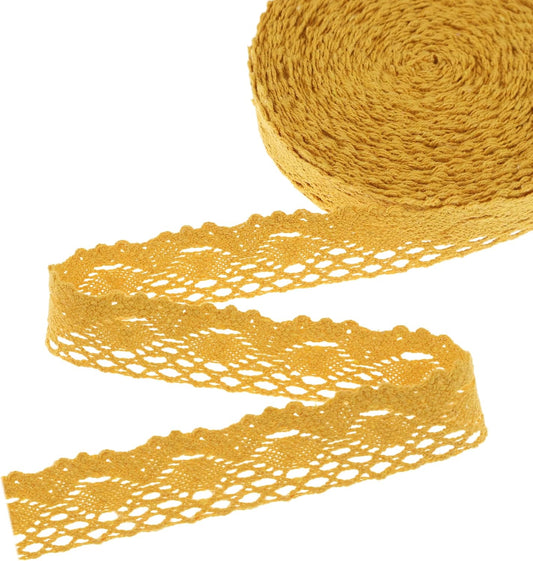 Yellow Lace Ribbon Cotton Lace Trim Crochet Sewing Lace for Gift Package Wrapping, Scrapbooking Supplies