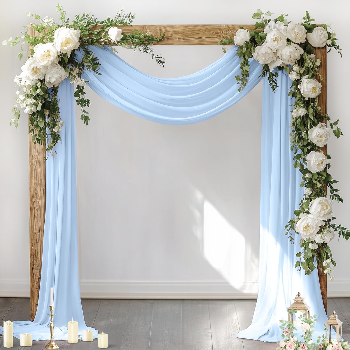 Wedding Arch Draping Fabric Sheer Chiffon Curtain Drape Wedding Party Decor | 1 Panel 29" x 19Ft 6 Yards for Outdoor Ceremony Birthday Baby Shower Holiday Home Decoration Yellow Gold