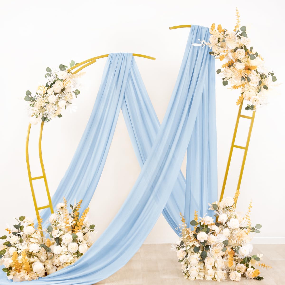 Wedding Arch Draping Fabric Sheer Chiffon Curtain Drape Wedding Party Decor | 1 Panel 29" x 19Ft 6 Yards for Outdoor Ceremony Birthday Baby Shower Holiday Home Decoration Yellow Gold