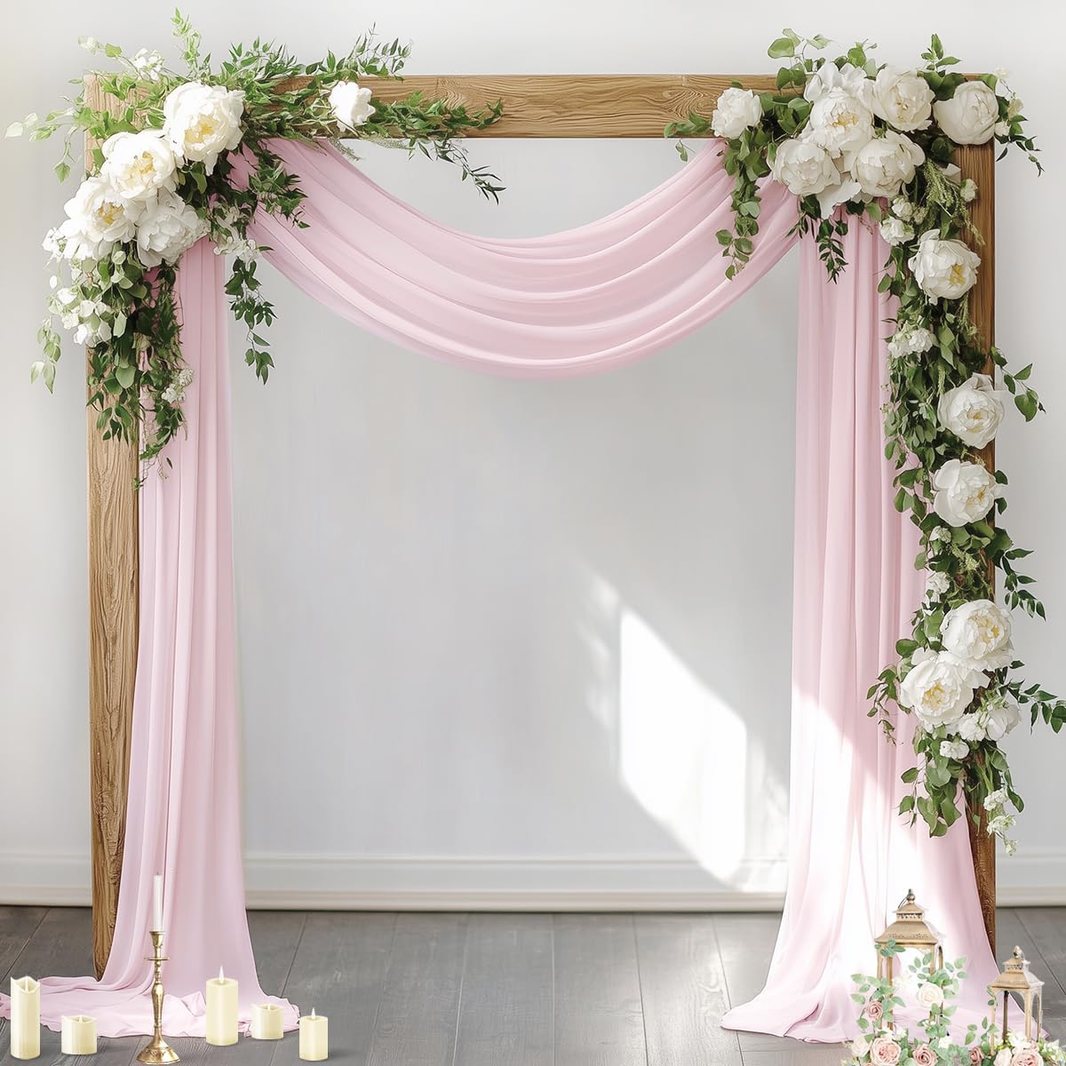 Wedding Arch Draping Fabric Sheer Chiffon Curtain Drape Wedding Party Decor | 1 Panel 29" x 19Ft 6 Yards for Outdoor Ceremony Birthday Baby Shower Holiday Home Decoration Yellow Gold