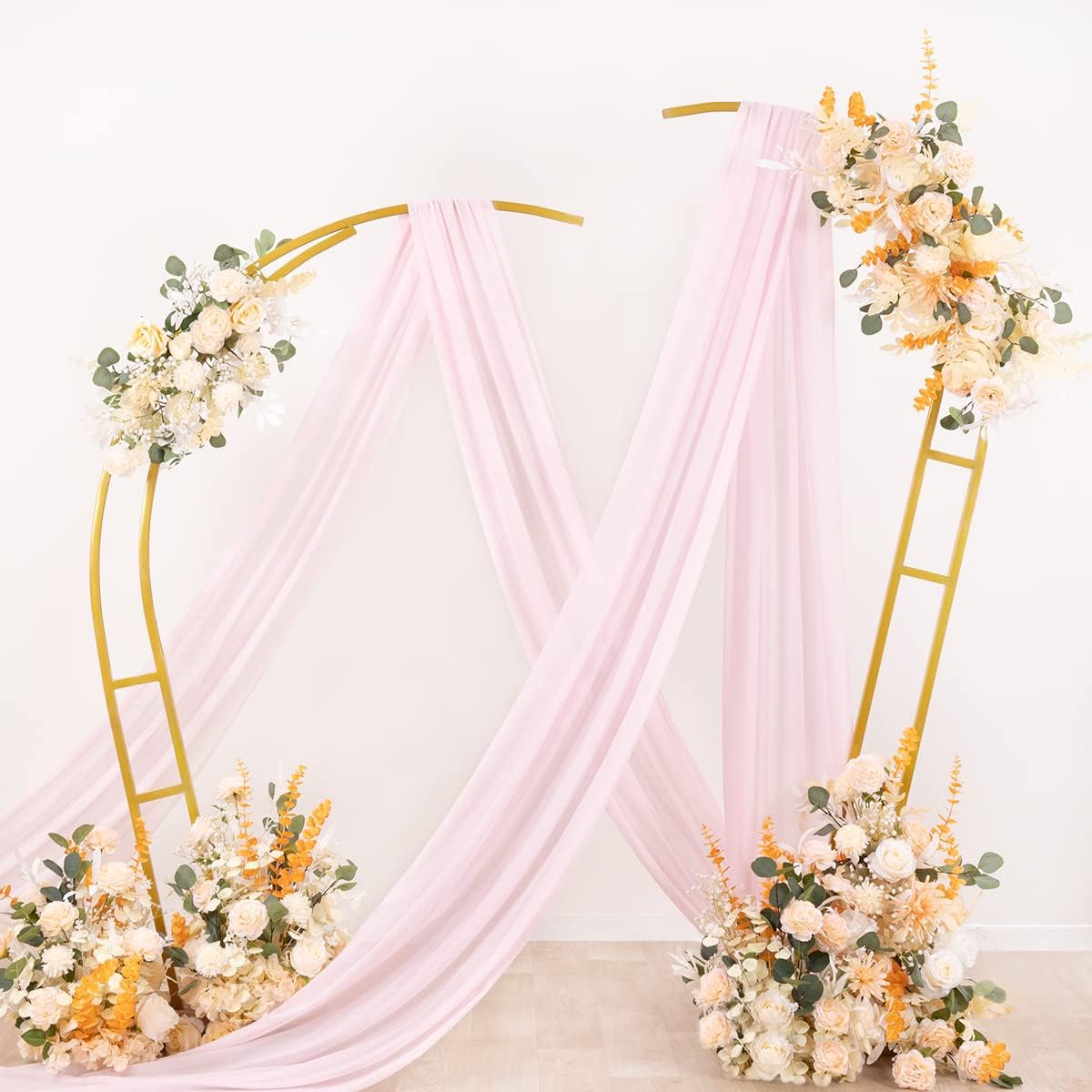 Wedding Arch Draping Fabric Sheer Chiffon Curtain Drape Wedding Party Decor | 1 Panel 29" x 19Ft 6 Yards for Outdoor Ceremony Birthday Baby Shower Holiday Home Decoration Yellow Gold
