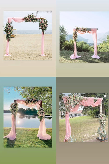 Wedding Arch Draping Fabric Sheer Chiffon Curtain Drape Wedding Party Decor | 1 Panel 29" x 19Ft 6 Yards for Outdoor Ceremony Birthday Baby Shower Holiday Home Decoration Yellow Gold