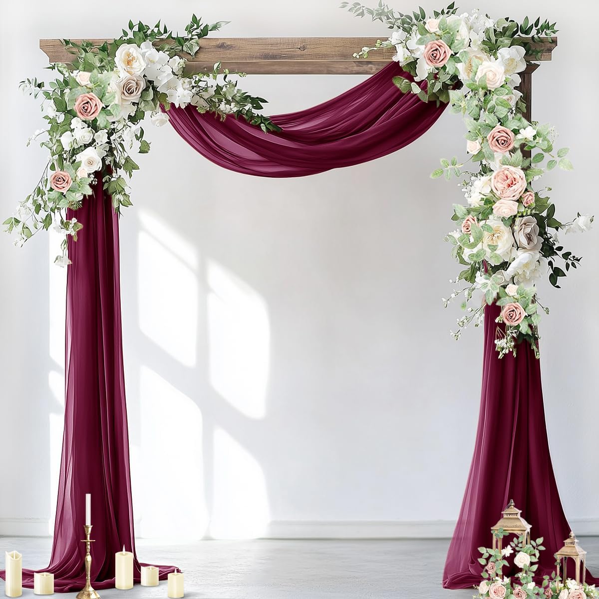 Wedding Arch Draping Fabric Sheer Chiffon Curtain Drape Wedding Party Decor | 1 Panel 29" x 19Ft 6 Yards for Outdoor Ceremony Birthday Baby Shower Holiday Home Decoration Yellow Gold