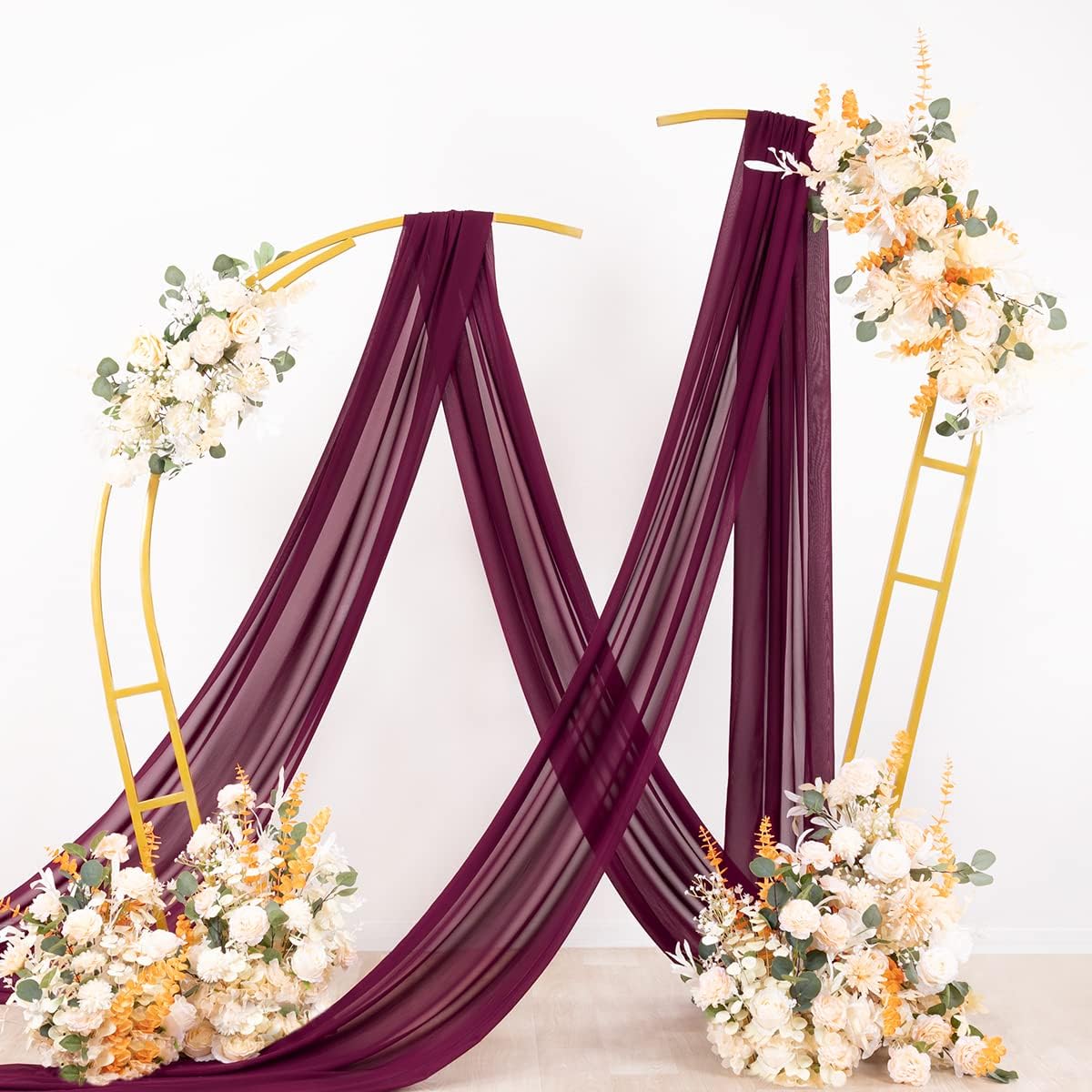 Wedding Arch Draping Fabric Sheer Chiffon Curtain Drape Wedding Party Decor | 1 Panel 29" x 19Ft 6 Yards for Outdoor Ceremony Birthday Baby Shower Holiday Home Decoration Yellow Gold