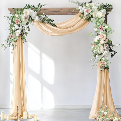 Wedding Arch Draping Fabric Sheer Chiffon Curtain Drape Wedding Party Decor | 1 Panel 29" x 19Ft 6 Yards for Outdoor Ceremony Birthday Baby Shower Holiday Home Decoration Yellow Gold