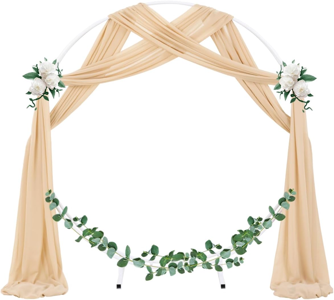 Wedding Arch Draping Fabric Sheer Chiffon Curtain Drape Wedding Party Decor | 1 Panel 29" x 19Ft 6 Yards for Outdoor Ceremony Birthday Baby Shower Holiday Home Decoration Yellow Gold