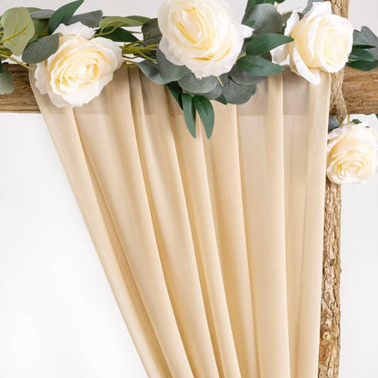 Wedding Arch Draping Fabric Sheer Chiffon Curtain Drape Wedding Party Decor | 1 Panel 29" x 19Ft 6 Yards for Outdoor Ceremony Birthday Baby Shower Holiday Home Decoration Yellow Gold