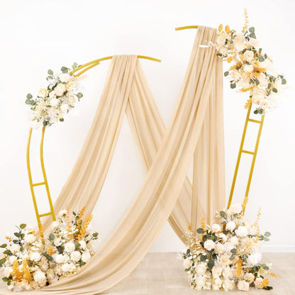 Wedding Arch Draping Fabric Sheer Chiffon Curtain Drape Wedding Party Decor | 1 Panel 29" x 19Ft 6 Yards for Outdoor Ceremony Birthday Baby Shower Holiday Home Decoration Yellow Gold
