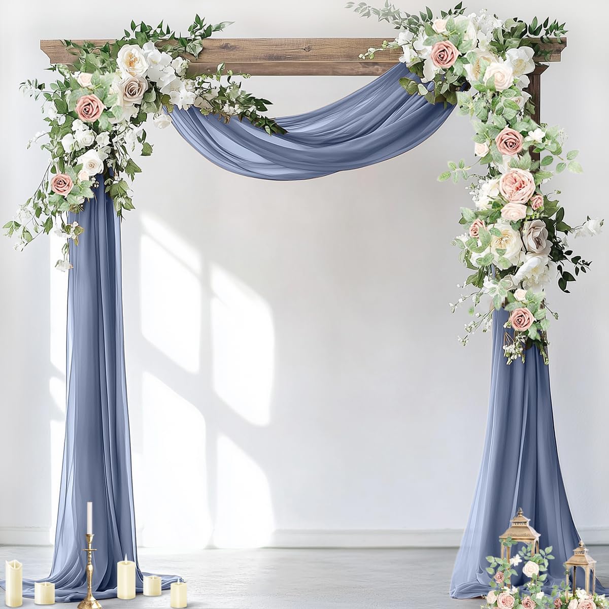 Wedding Arch Draping Fabric Sheer Chiffon Curtain Drape Wedding Party Decor | 1 Panel 29" x 19Ft 6 Yards for Outdoor Ceremony Birthday Baby Shower Holiday Home Decoration Yellow Gold