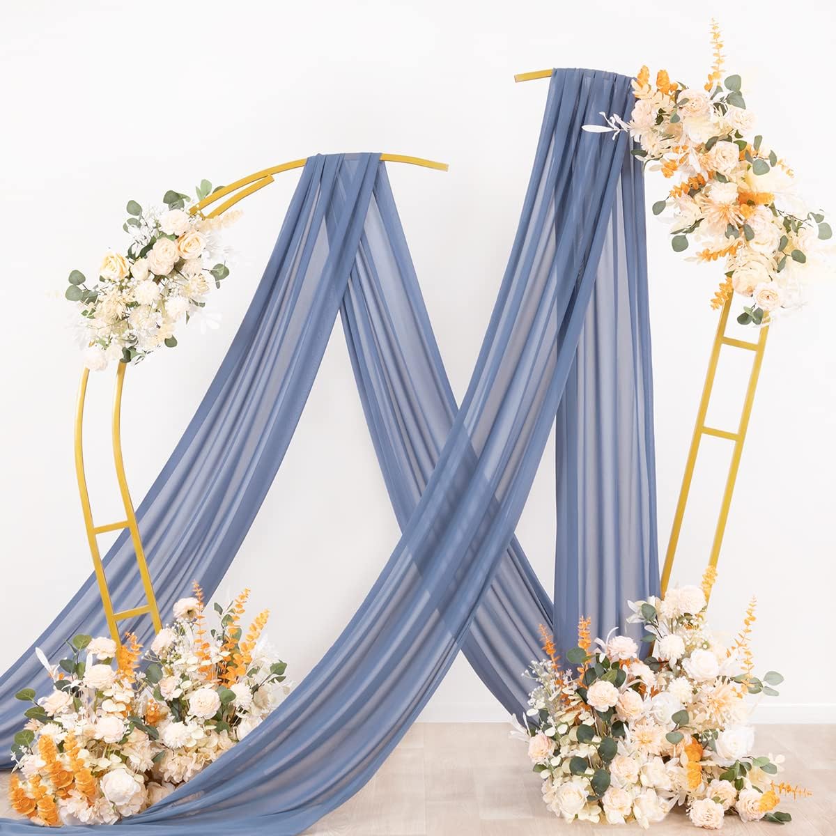 Wedding Arch Draping Fabric Sheer Chiffon Curtain Drape Wedding Party Decor | 1 Panel 29" x 19Ft 6 Yards for Outdoor Ceremony Birthday Baby Shower Holiday Home Decoration Yellow Gold