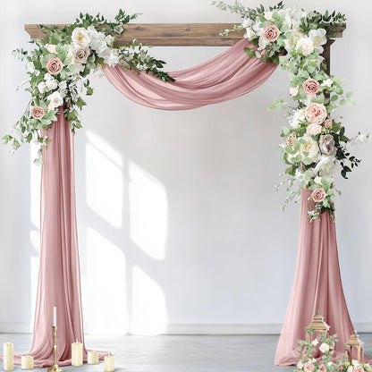 Wedding Arch Draping Fabric Sheer Chiffon Curtain Drape Wedding Party Decor | 1 Panel 29" x 19Ft 6 Yards for Outdoor Ceremony Birthday Baby Shower Holiday Home Decoration Yellow Gold