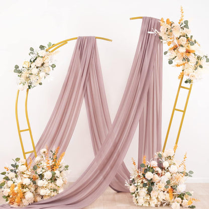 Wedding Arch Draping Fabric Sheer Chiffon Curtain Drape Wedding Party Decor | 1 Panel 29" x 19Ft 6 Yards for Outdoor Ceremony Birthday Baby Shower Holiday Home Decoration Yellow Gold