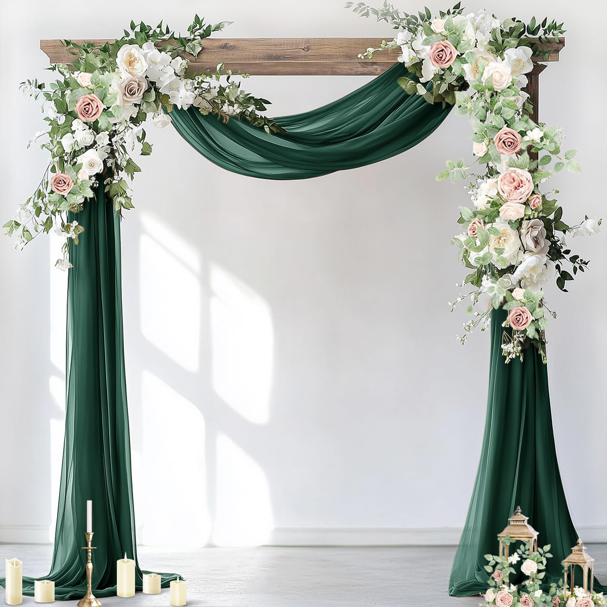 Wedding Arch Draping Fabric Sheer Chiffon Curtain Drape Wedding Party Decor | 1 Panel 29" x 19Ft 6 Yards for Outdoor Ceremony Birthday Baby Shower Holiday Home Decoration Yellow Gold