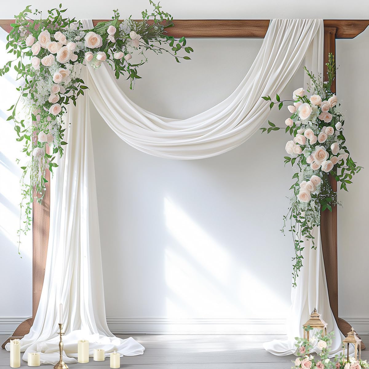 Wedding Arch Draping Fabric Sheer Chiffon Curtain Drape Wedding Party Decor | 1 Panel 29" x 19Ft 6 Yards for Outdoor Ceremony Birthday Baby Shower Holiday Home Decoration Yellow Gold